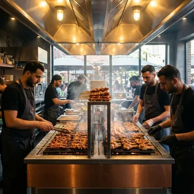 Chefs_grilling_veal_chicken_skewers